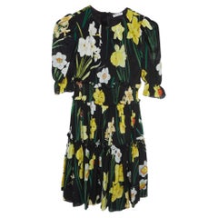 Dolce & Gabbana Black Floral Printed Silk Chiffon Dress (9-10 Yrs)