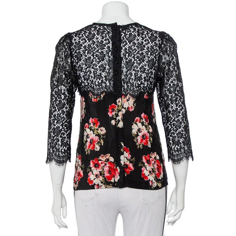 Dolce & Gabbana Black Pink Floral Waistcoat Vest Blouse Top