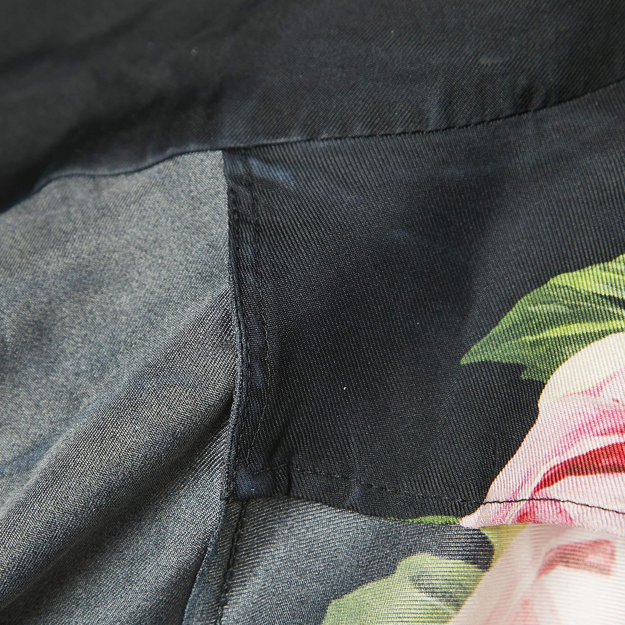 Dolce & Gabbana Schwarzes Pajama-Top aus bedruckter Seide mit Blumendruck S Damen im Angebot