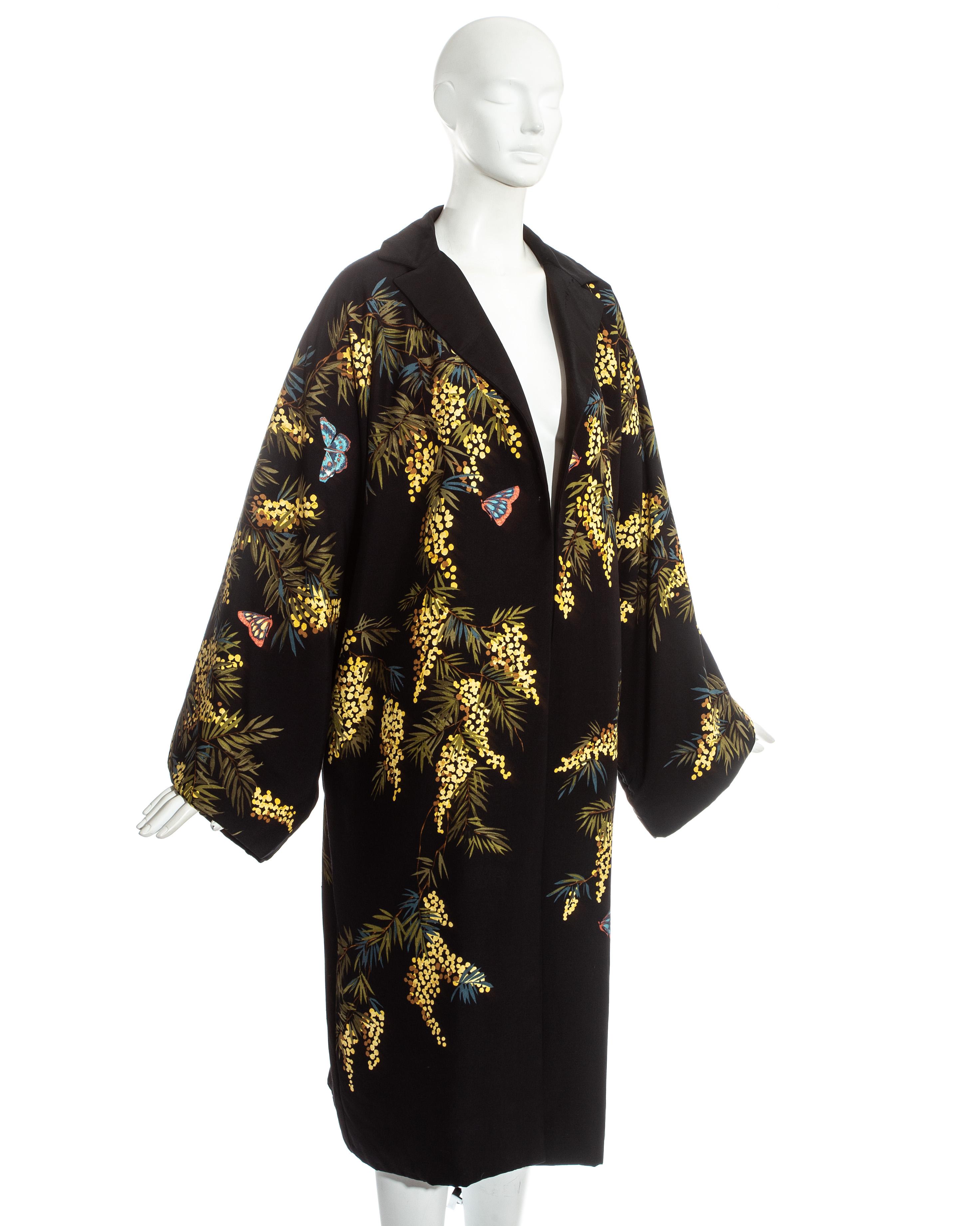 Dolce & Gabbana oversized black silk evening kimono with yellow floral painted print.

Fall-Winter 1998