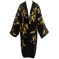 Dolce & Gabbana black floral silk evening kimono, fw 1998