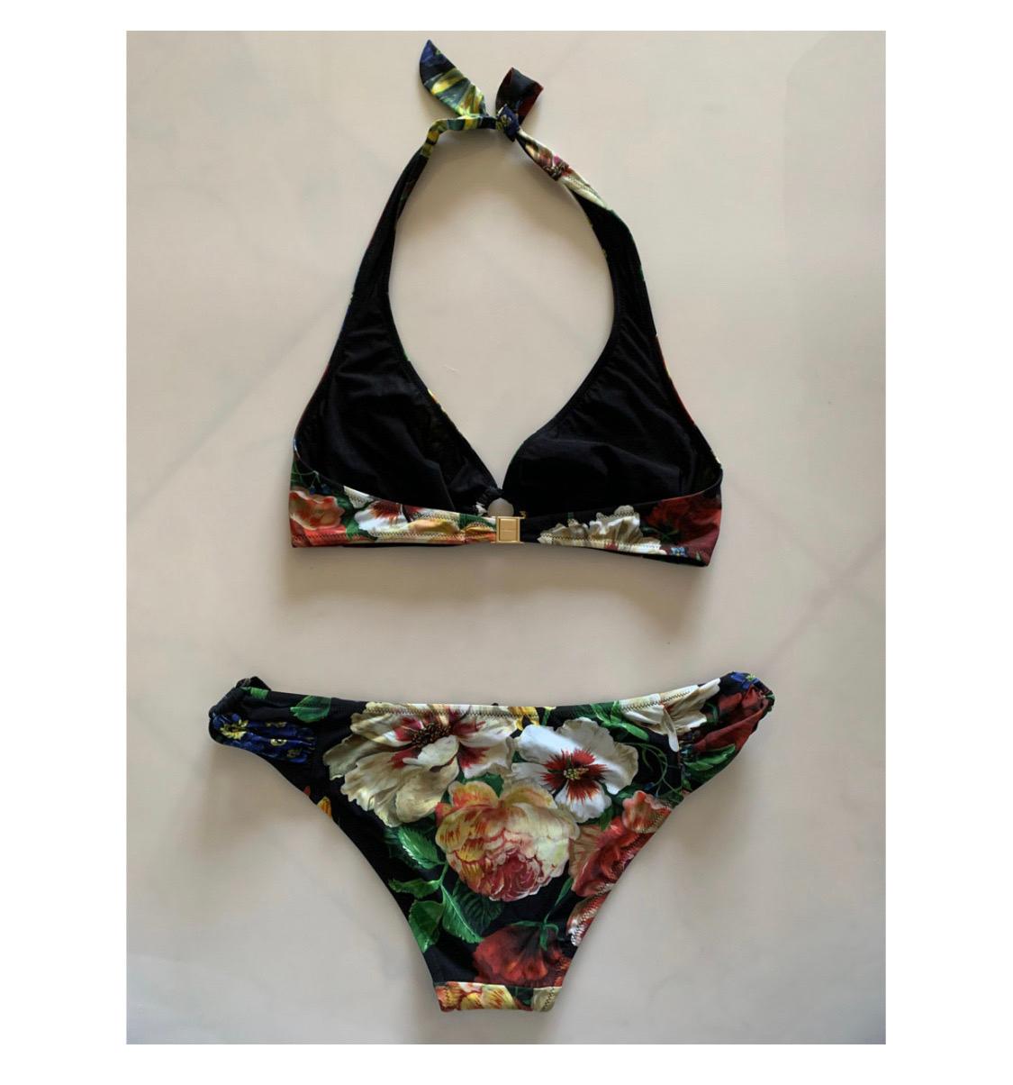 Women's Dolce & Gabbana Black Floral two piece swimwear bikinis  For Sale