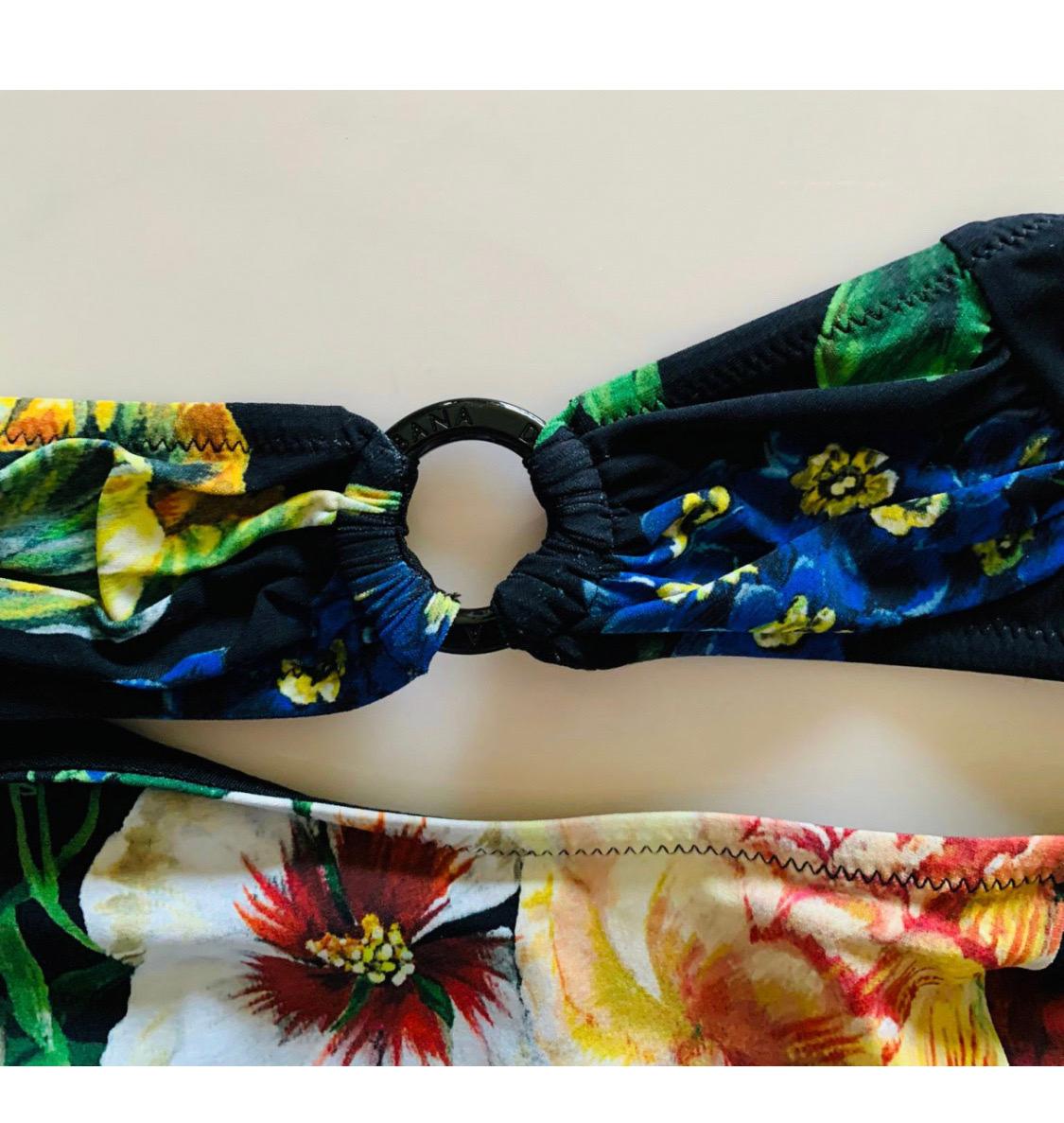 Dolce & Gabbana Black Floral two piece swimwear bikinis  For Sale 2