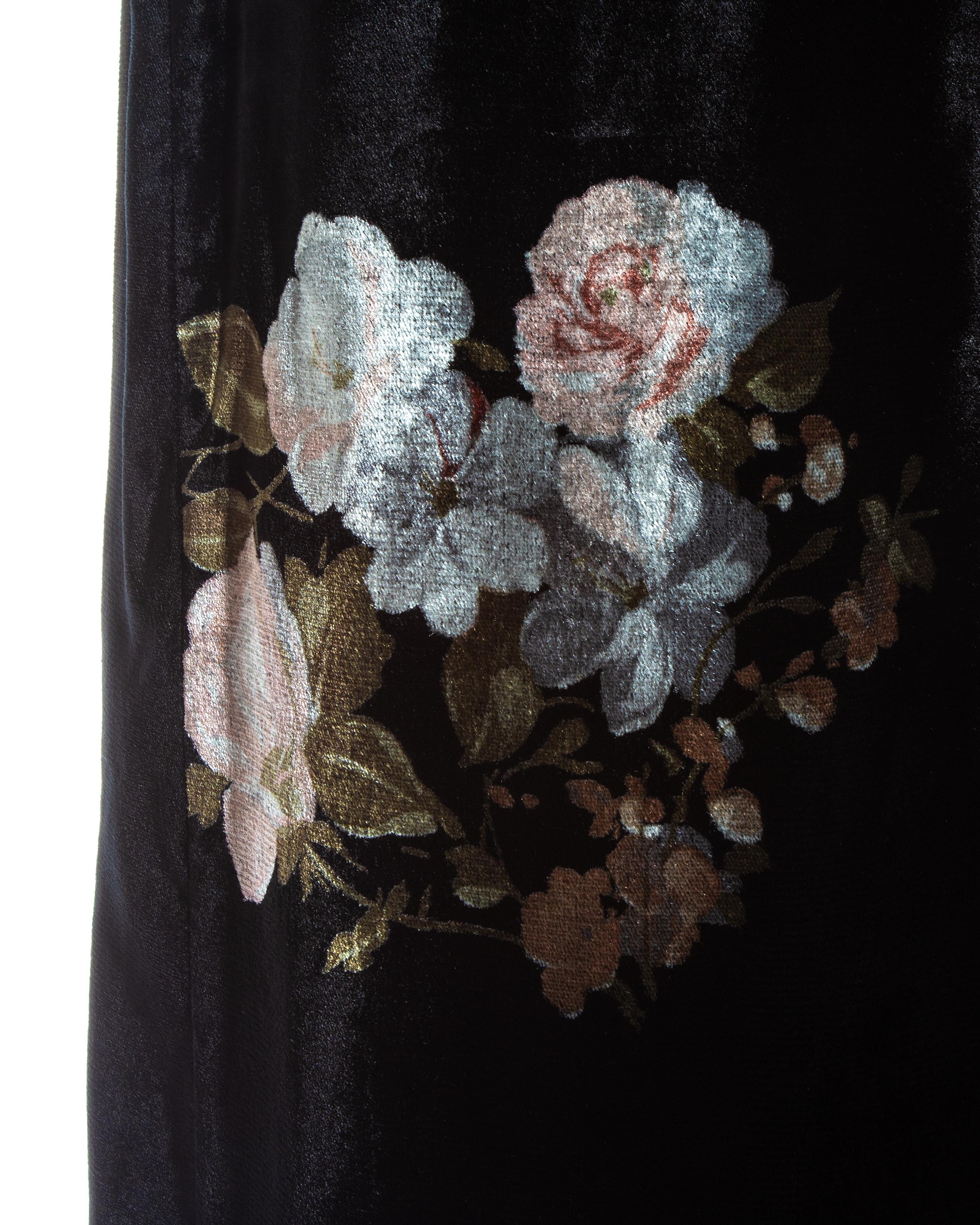 Women's Dolce & Gabbana black floral velvet evening dress, fw 1996 For Sale