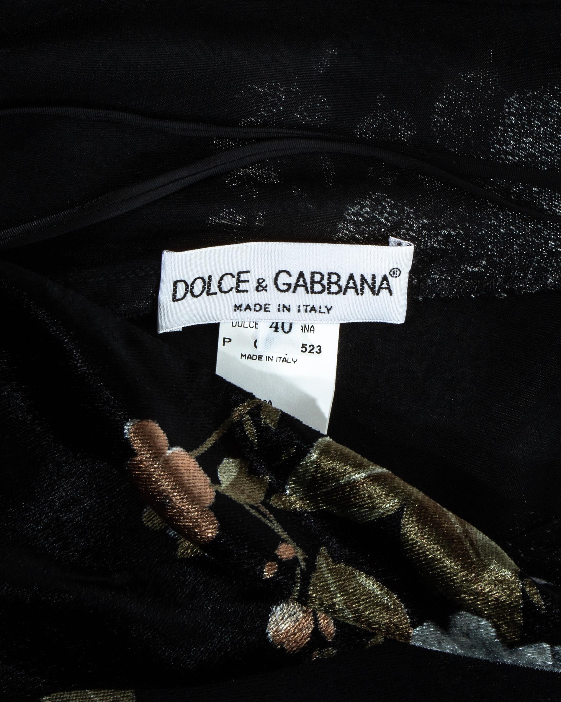 Dolce & Gabbana black floral velvet evening dress, fw 1996 For Sale 1