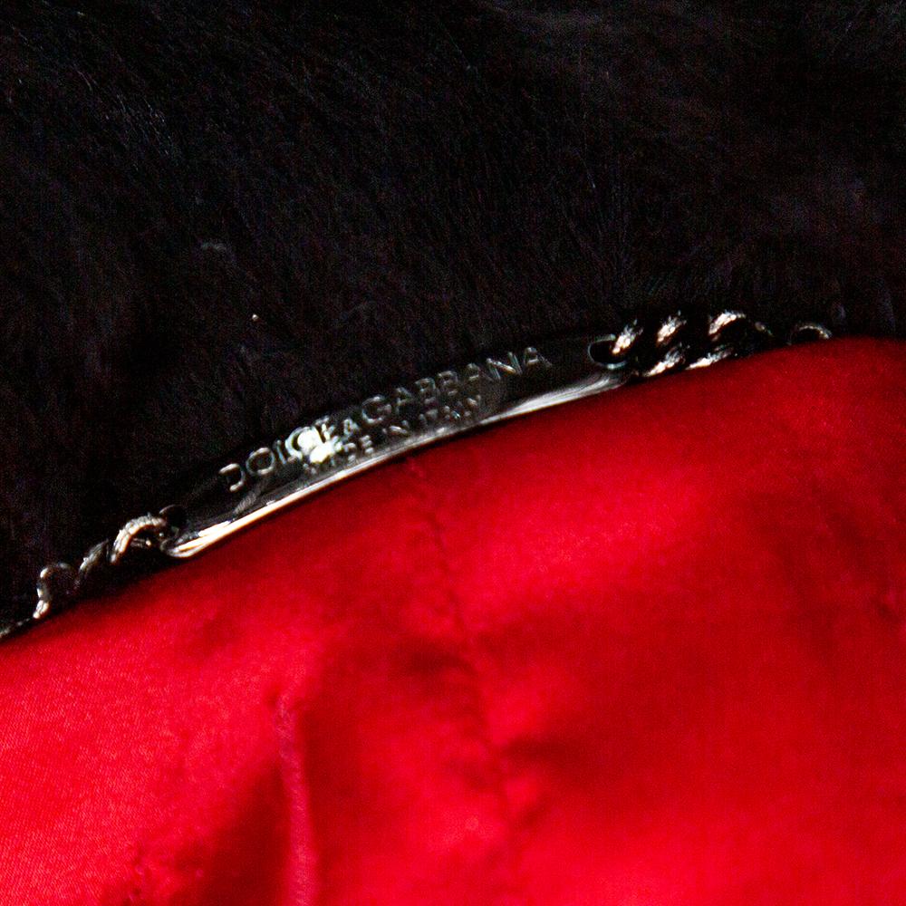 Women's Dolce & Gabbana Black Fur Long Sleeve Maxi Coat IT 42