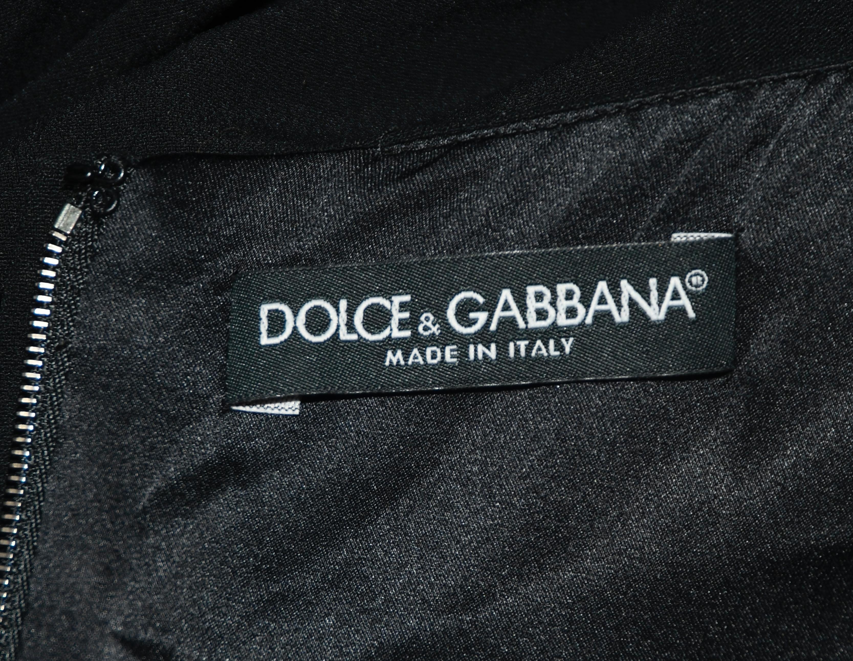 Dolce & Gabbana Black Gathered Long Sleeve Dress 40 EU For Sale 1