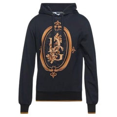Dolce & Gabbana Black Gold Cotton Sweater Sweatshirt Hoodie Pullover DG Logo