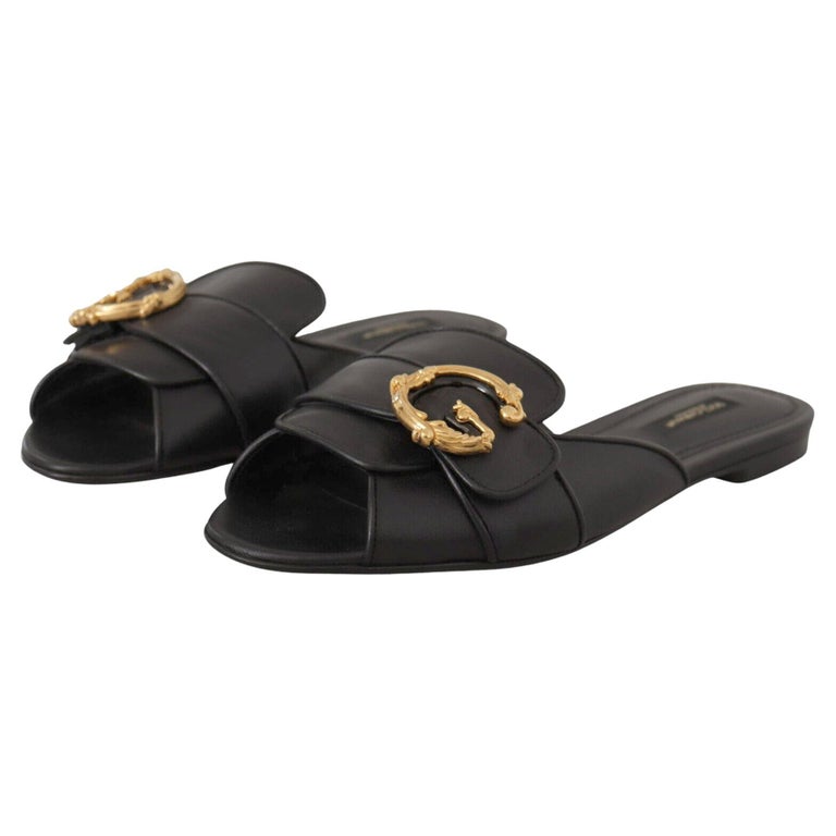 dolce and gabbana black and gold shoes