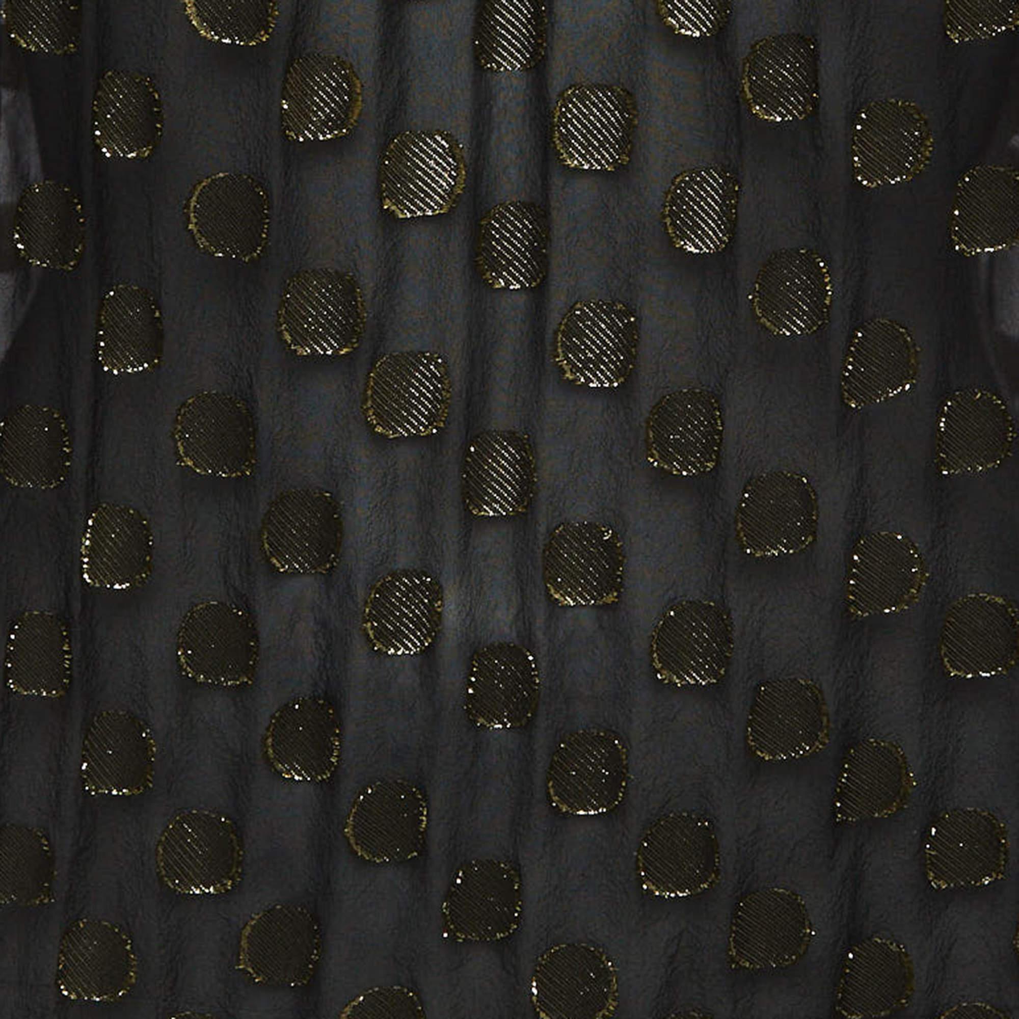 Dolce & Gabbana - Top à col montant en soie Lurex noir/doré à points S Excellent état - En vente à Dubai, Al Qouz 2
