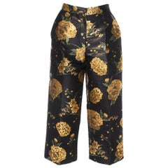 Dolce 
Gabbana Black 
Gold Floral Jacquard Cropped Trousers M