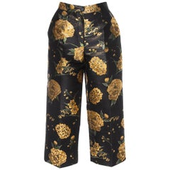 Dolce 
Gabbana Black 
Gold Floral Jacquard Cropped Trousers M