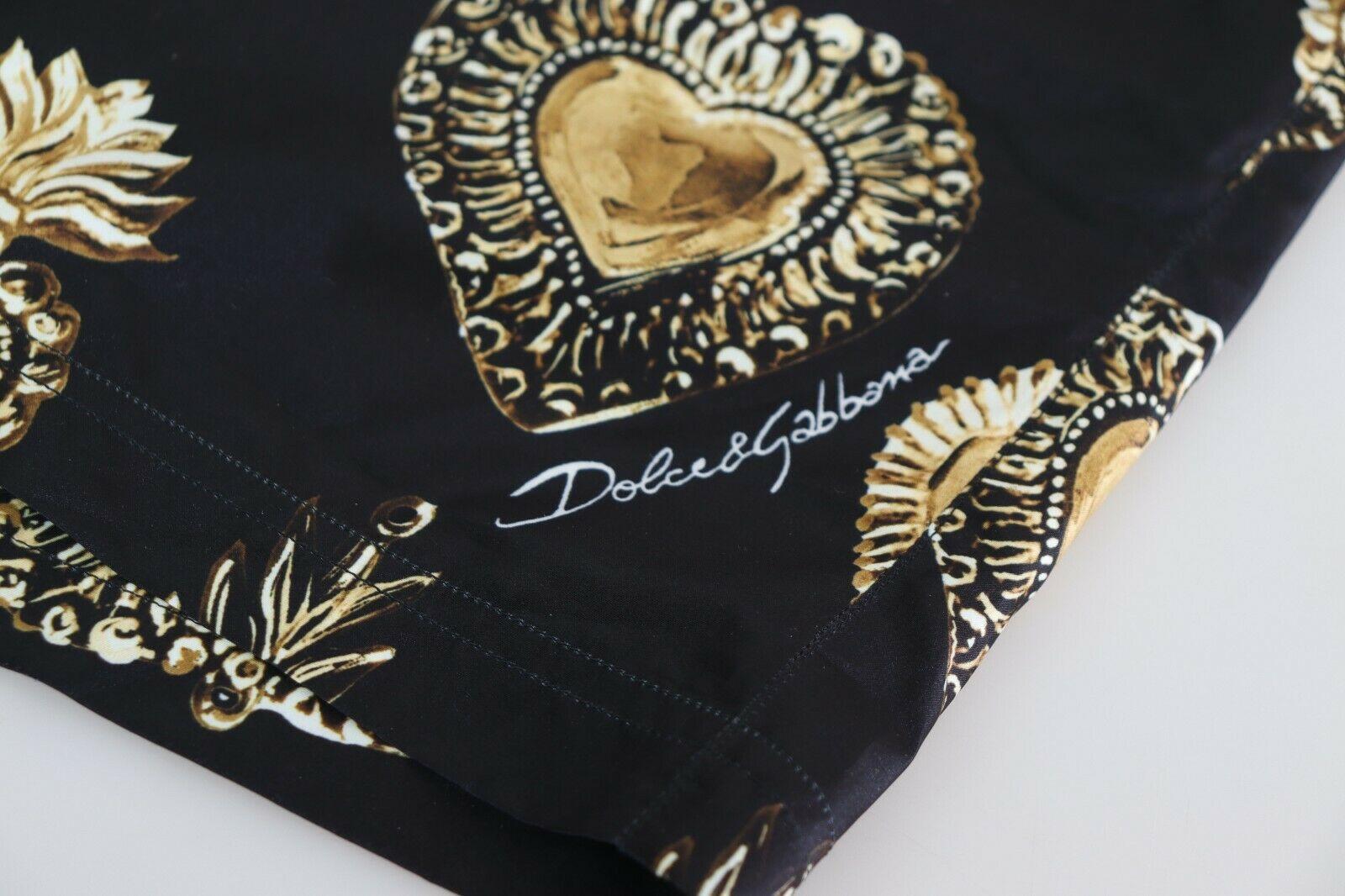 Dolce & Gabbana Black Gold Heart Crown Swimwear Swim Shorts Beachwear Boxer DG 1