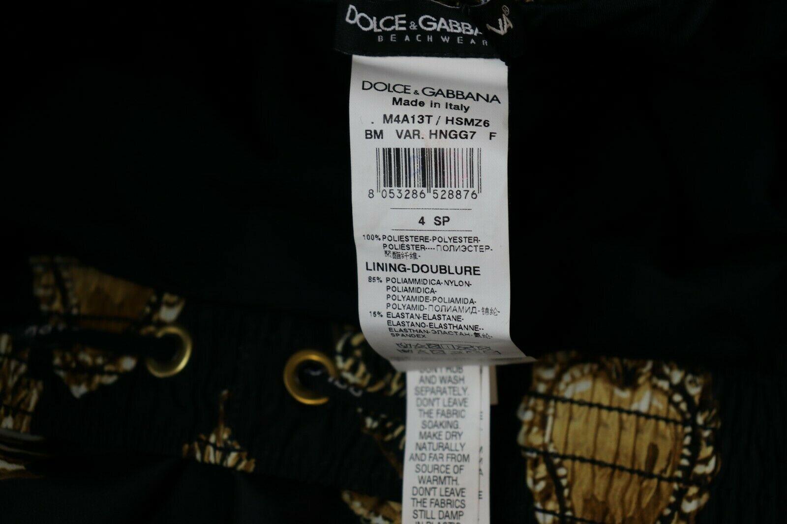 Dolce & Gabbana Black Gold Heart Crown Swimwear Swim Shorts Beachwear Boxer DG 3