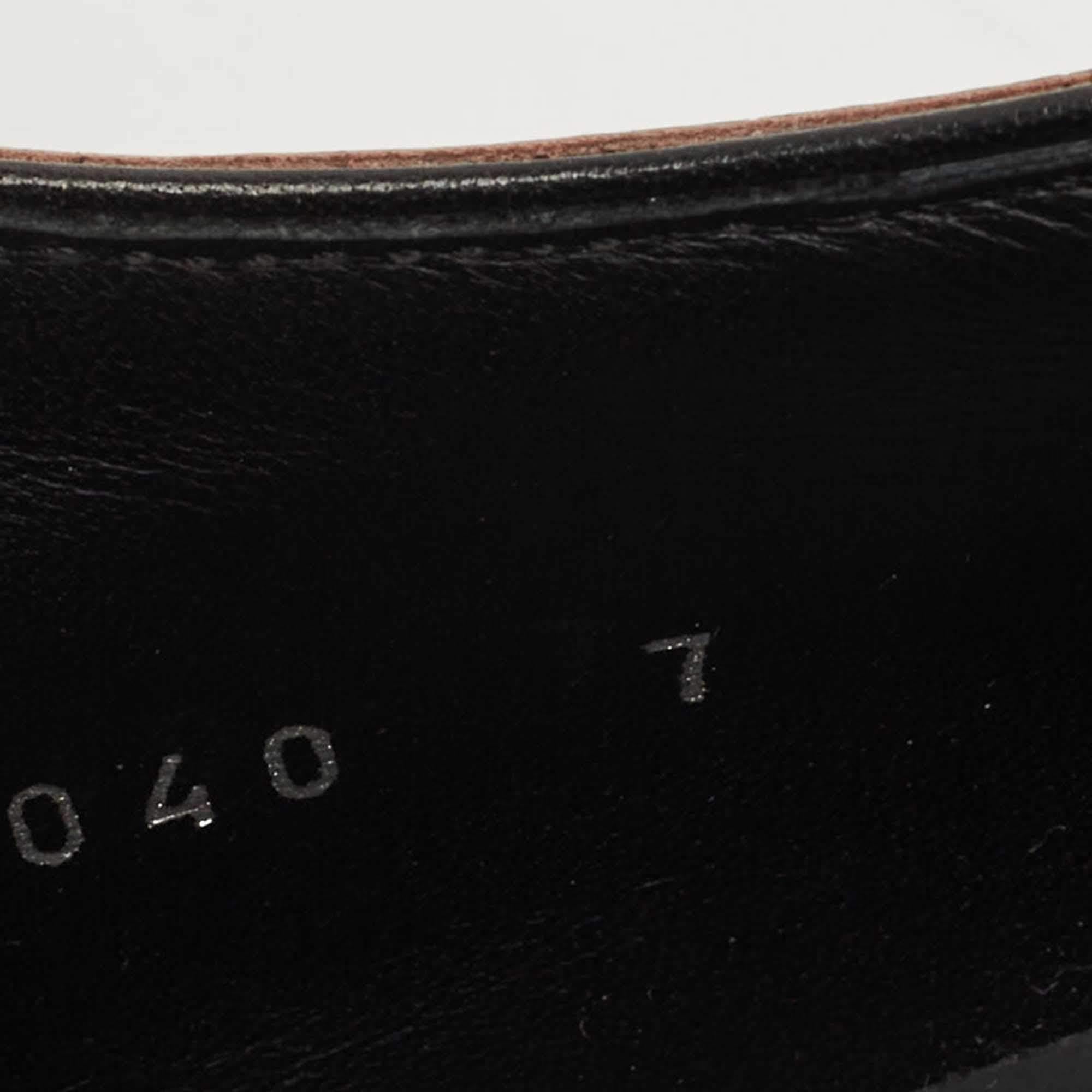 Dolce & Gabbana Black/Gold Leather Brogue Detail Fringe Oxfords Size 41 3