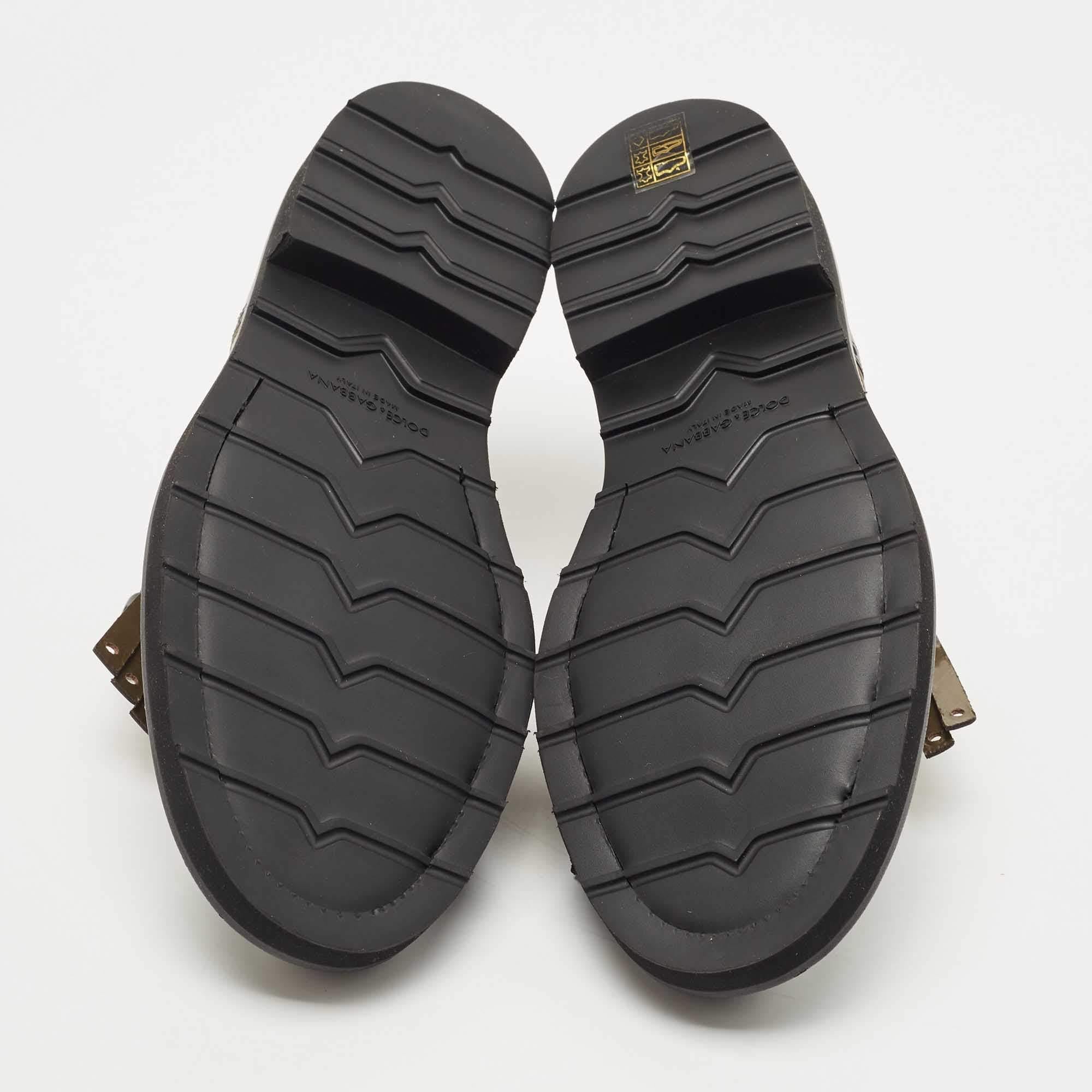 Dolce & Gabbana Black/Gold Leather Brogue Detail Fringe Oxfords Size 41 5