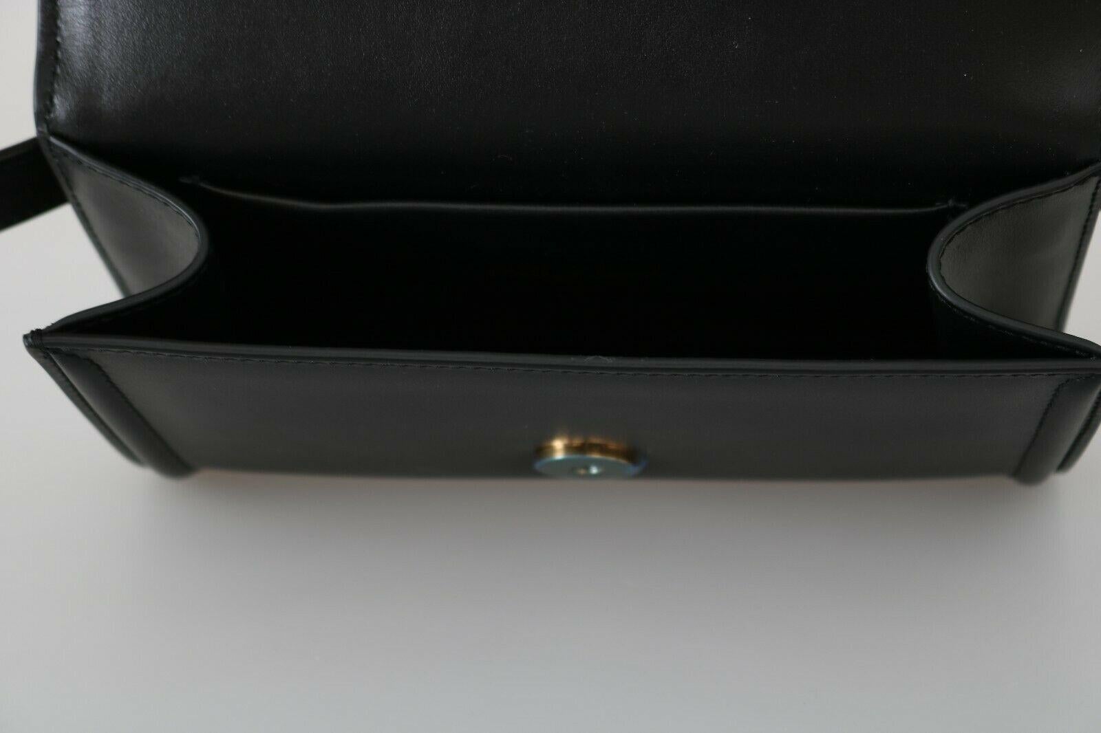 Dolce & Gabbana Black Gold Leather Devotion Clutch Bag Heart Pearls Pouch In New Condition In WELWYN, GB