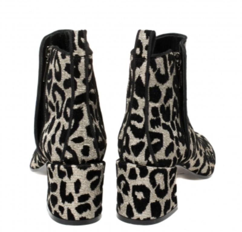 Dolce & Gabbana Black/Gold Lurex and Velvet Vally Ankle Boots Size 37 For Sale 1