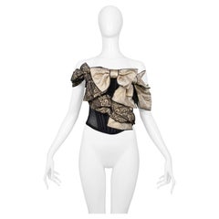 Dolce & Gabbana - Haut corset à nœuds multiples noirs et or, 2009