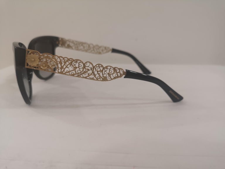 Dolce and Gabbana black gold sunglasses NWOT For Sale at  display picture 1