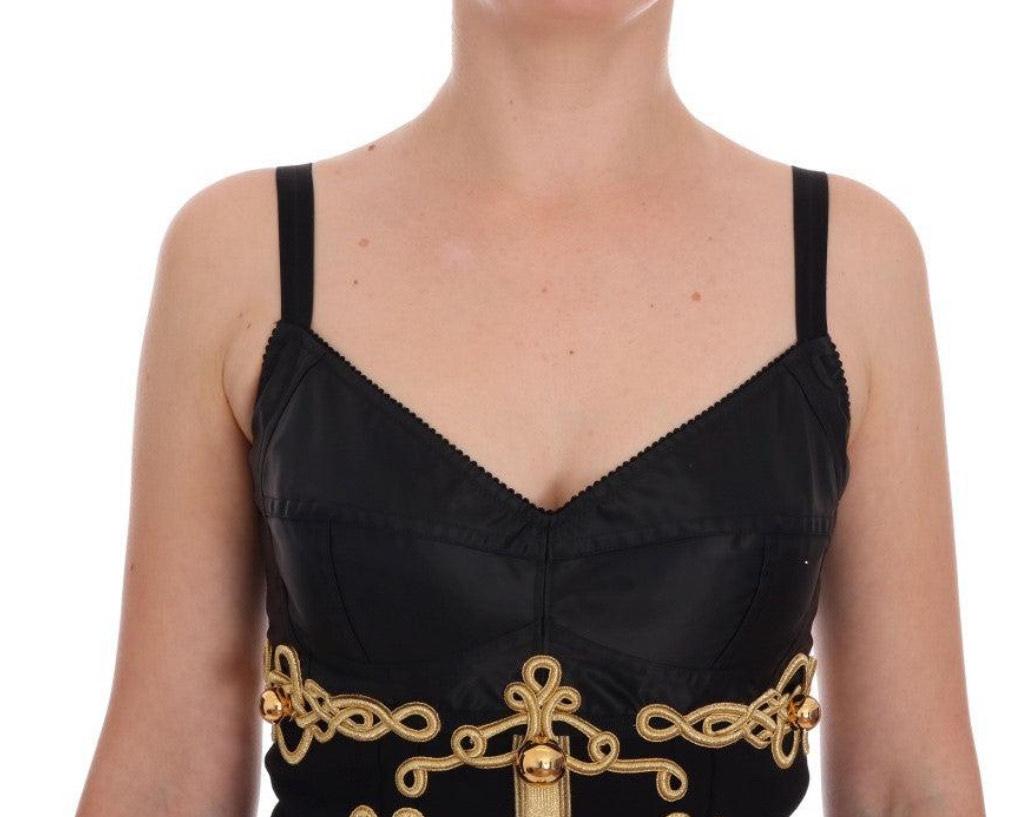 Dolce & Gabbana Black & Gold Wool Mini Dress – Fall 2016 Runway In New Condition For Sale In Dallas, TX