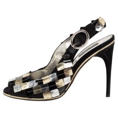 Dolce & Gabbana Schwarz/Goldene Peep Toe-Sandalen mit Knöchelriemen Größe 38,5