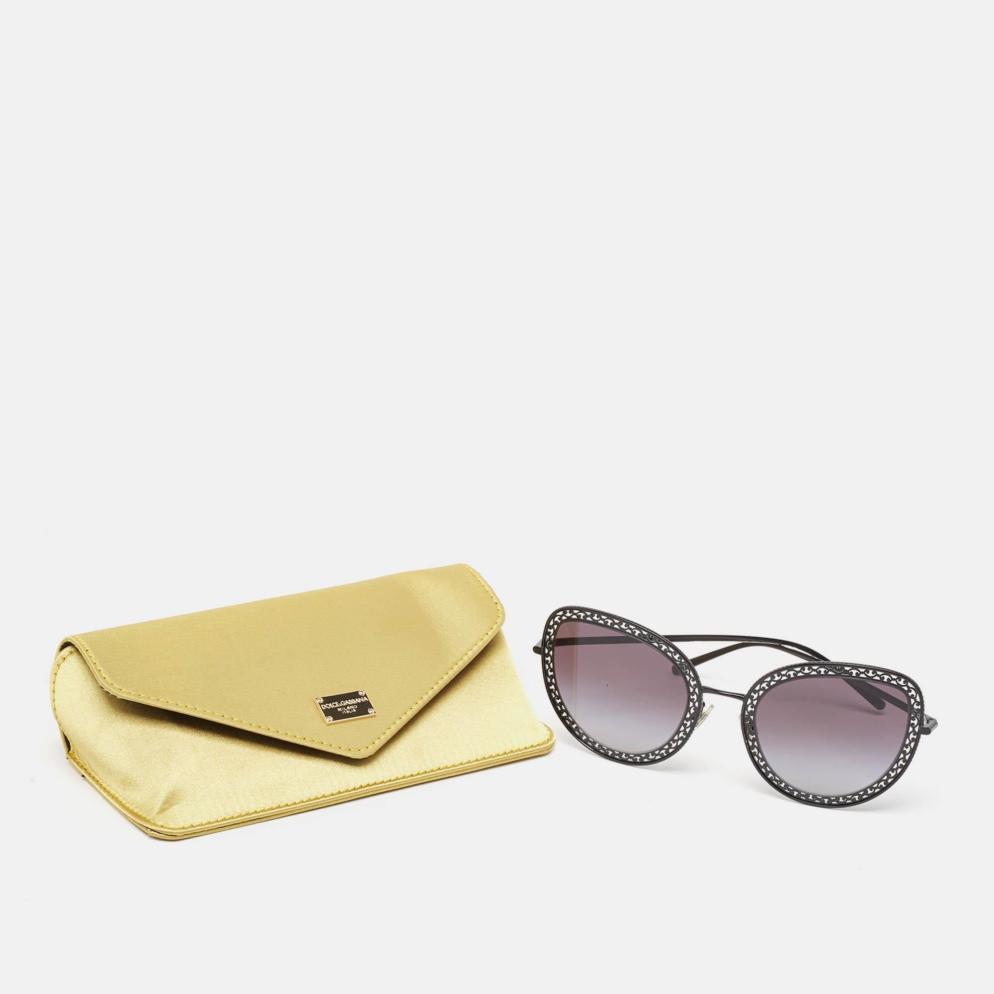 Women's Dolce & Gabbana Black Gradient DG2226 Metal Frame Butterfly Sunglasses