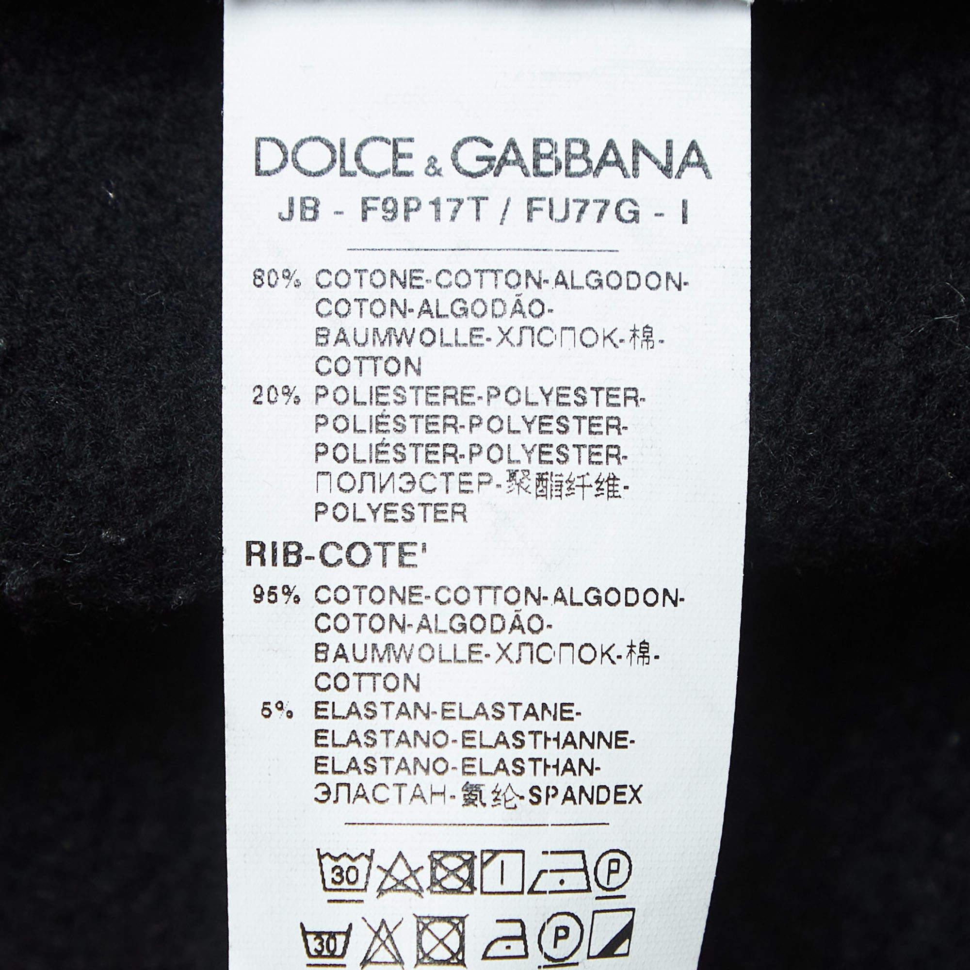 Dolce & Gabbana Black Graphic Print Cotton Blend Hoodie S For Sale 1