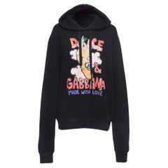Dolce & Gabbana Black Graphic Print Cotton Blend Hoodie S