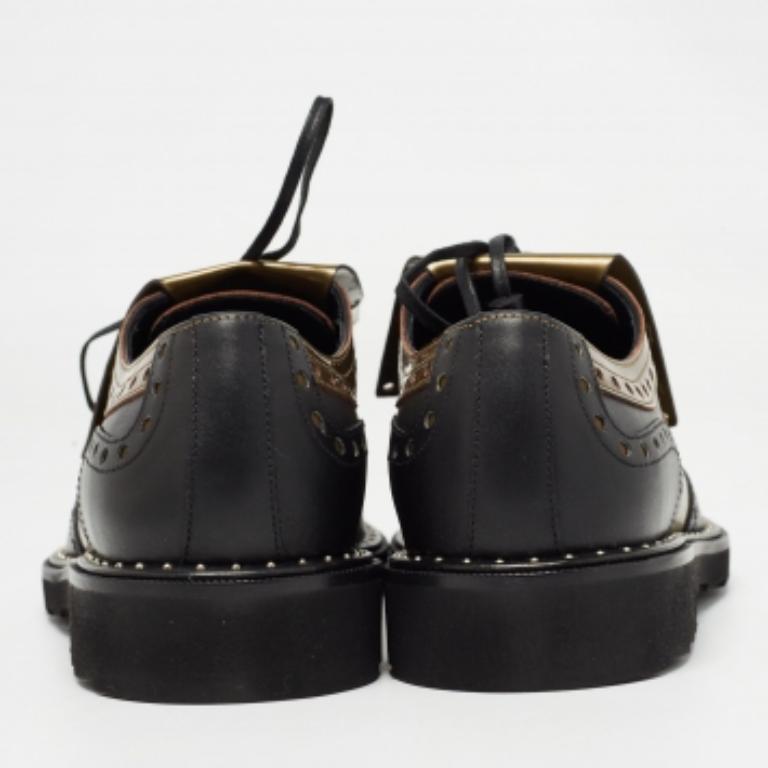 De los hombres Dolce & Gabbana Negro/Verde Brogue Cuero Flecos Oxfords Talla 41 en venta