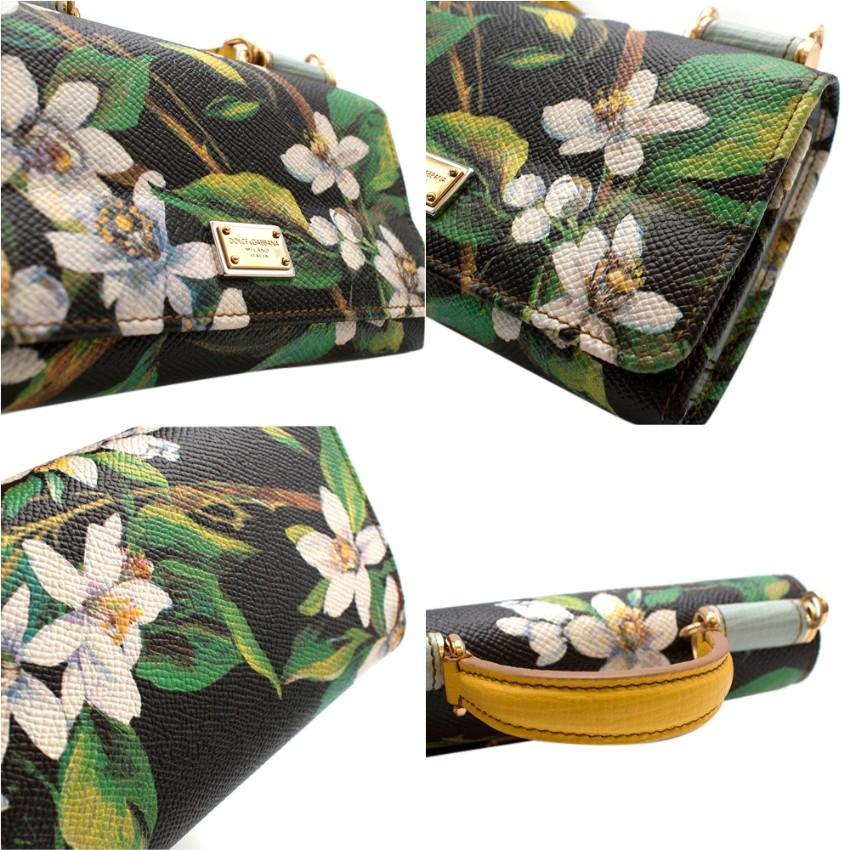 Dolce & Gabbana Schwarz & Grün Floral Leder Sicily Von Tasche im Zustand „Hervorragend“ in London, GB