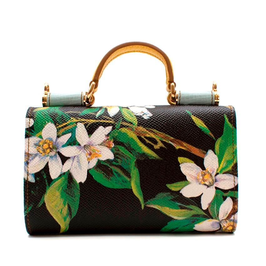 Dolce & Gabbana Schwarz & Grün Floral Leder Sicily Von Tasche 1