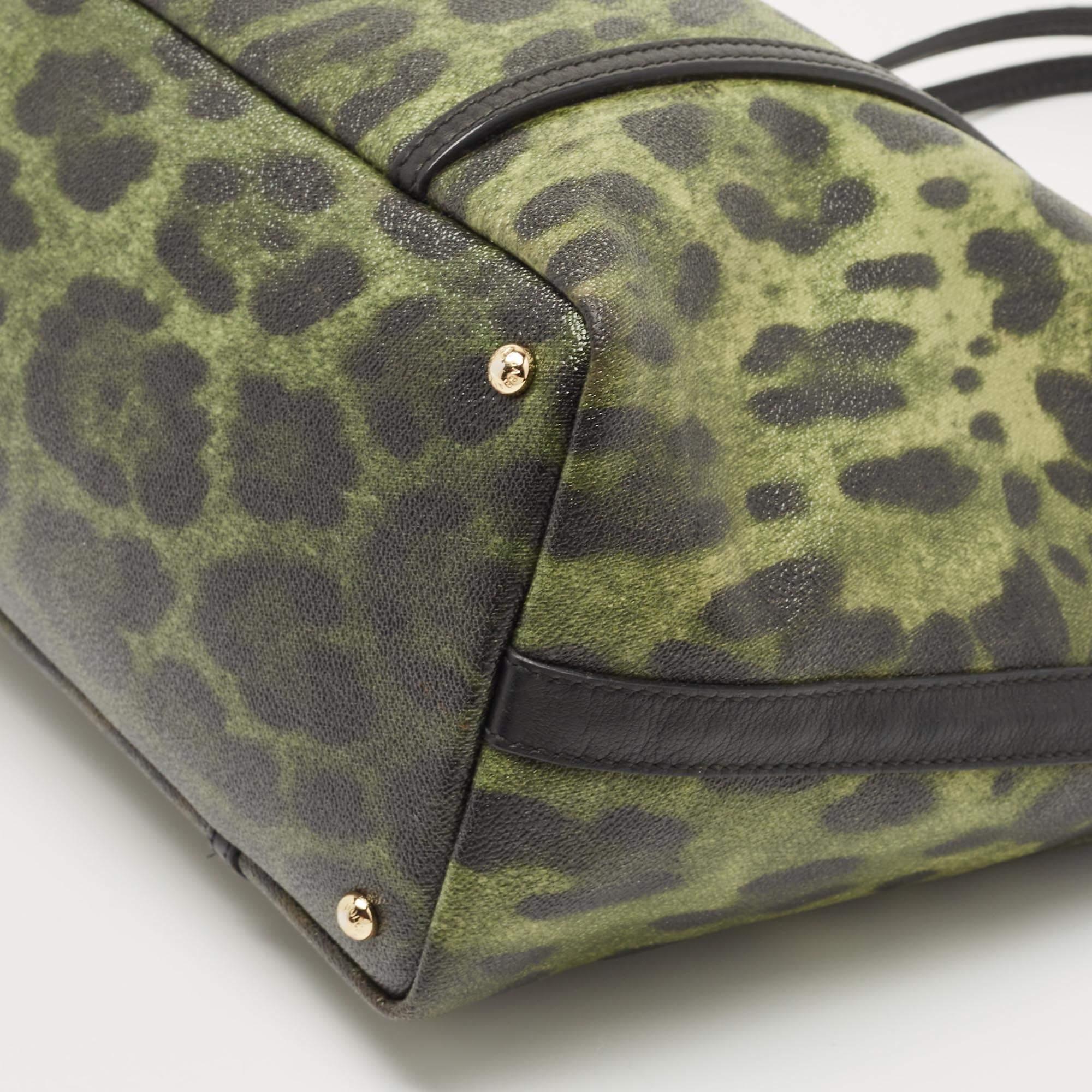 Dolce & Gabbana Black/Green Leopard Print Coated Canvas and Leather Miss Escape  3