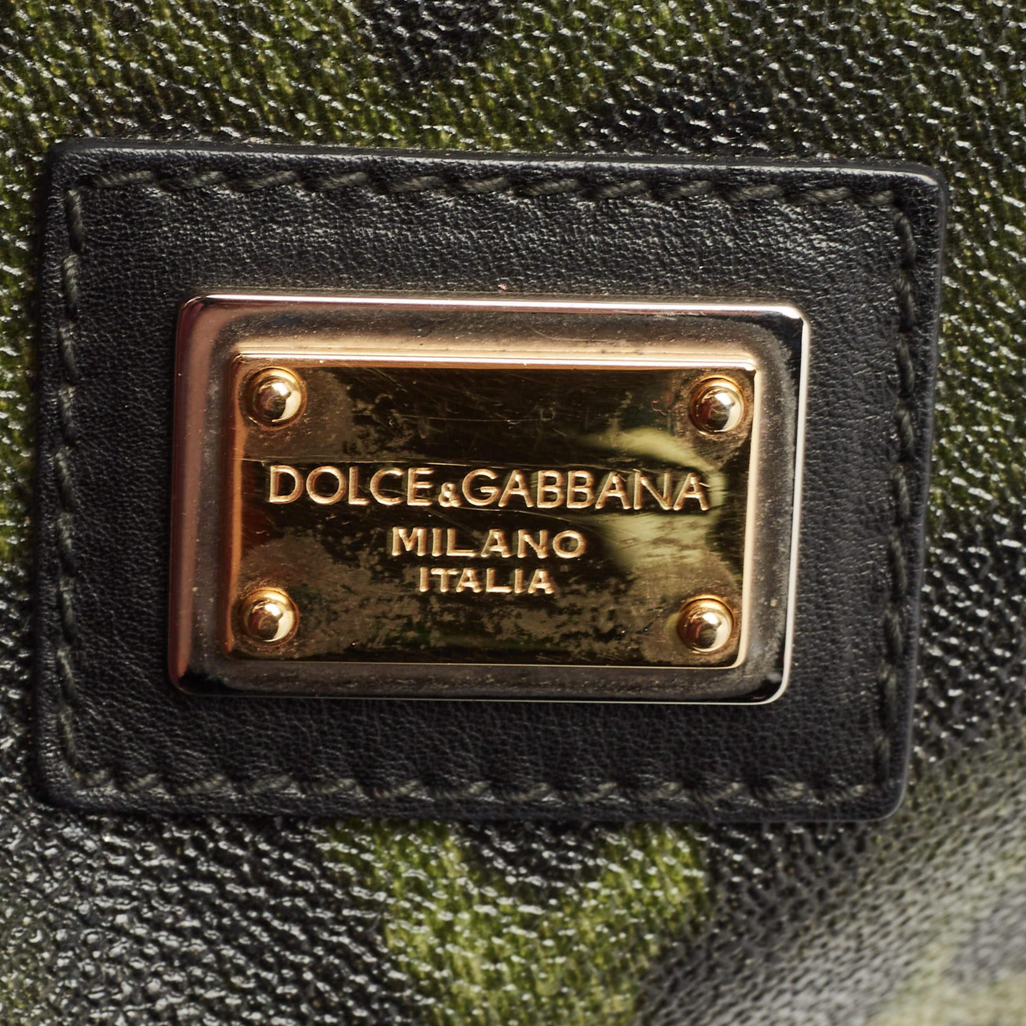 Dolce & Gabbana Black/Green Leopard Print Coated Canvas and Leather Miss Escape  5