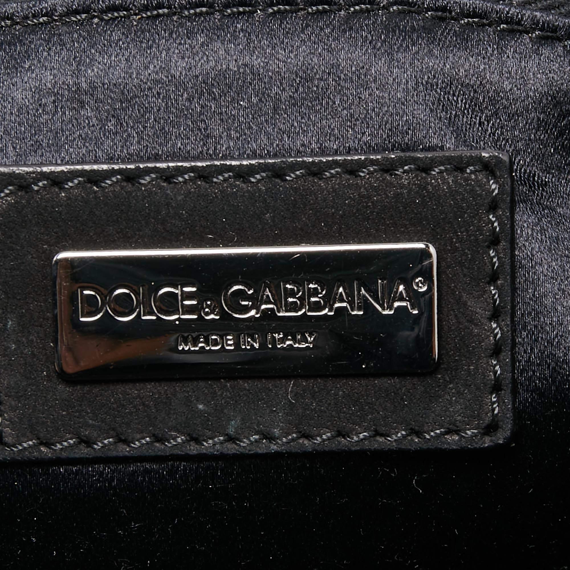 Dolce & Gabbana Black/Grey Mixed Leather and Snakeskin Patchwork Chain Bag For Sale 1