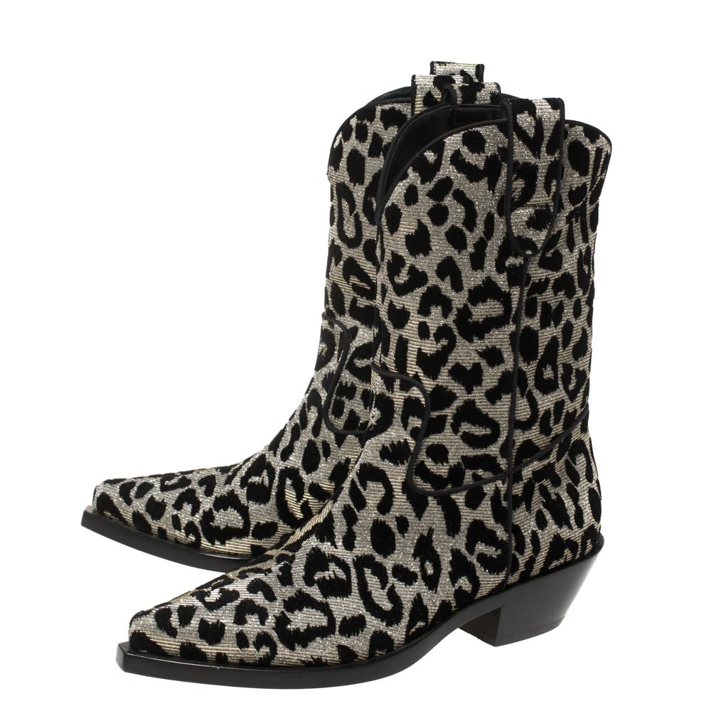 Dolce & Gabbana Stivali da Cowboy in Tessuto Laurex Nero/Grigio Luccicante Taglia 38 In condizioni ottime a Dubai, Al Qouz 2