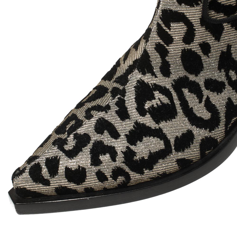 Dolce & Gabbana Stivali da Cowboy in Tessuto Laurex Nero/Grigio Luccicante Taglia 38 4