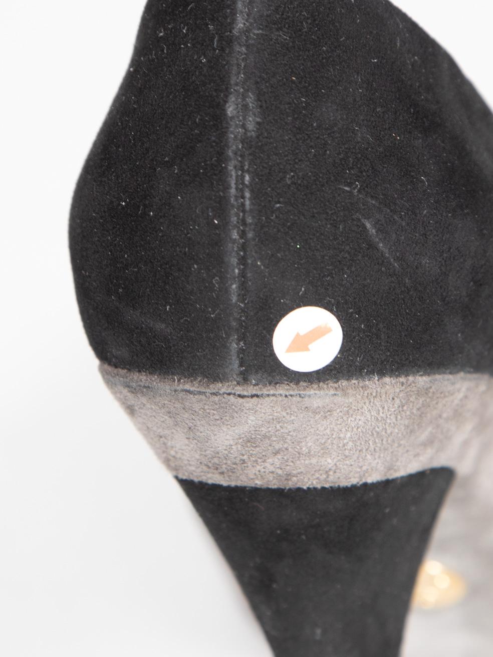 Dolce & Gabbana - Escarpins à plateforme en daim noir et gris - Taille IT 39 en vente 3