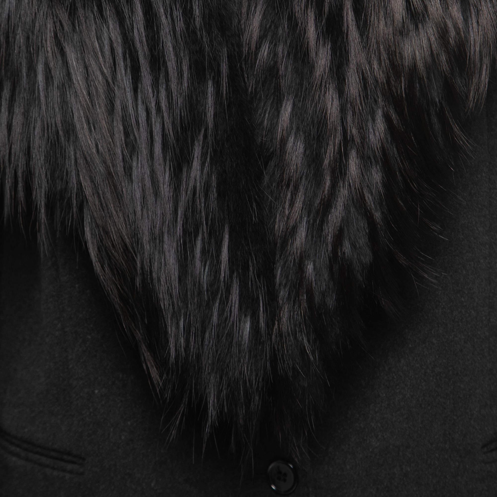 wool coat with faux fur collar dolce gabbana