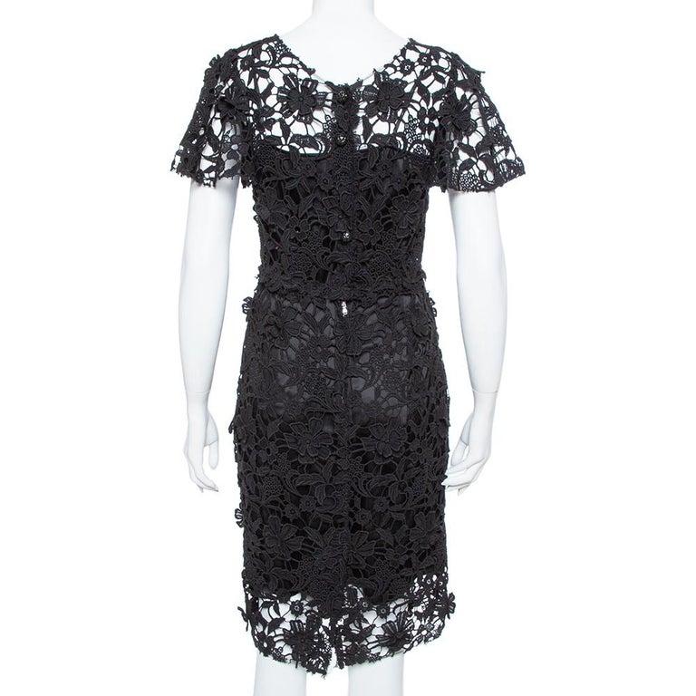Dolce and Gabbana Black Guipure Lace Sheath Dress M at 1stDibs
