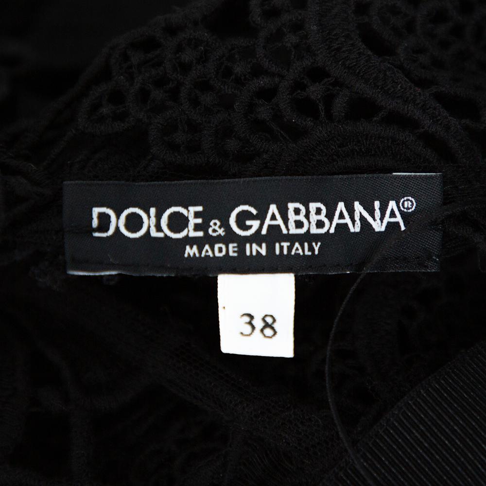 Women's Dolce & Gabbana Black Guipure Lace Sheath Dress M