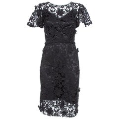 Dolce & Gabbana Black Guipure Lace Sheath Dress M