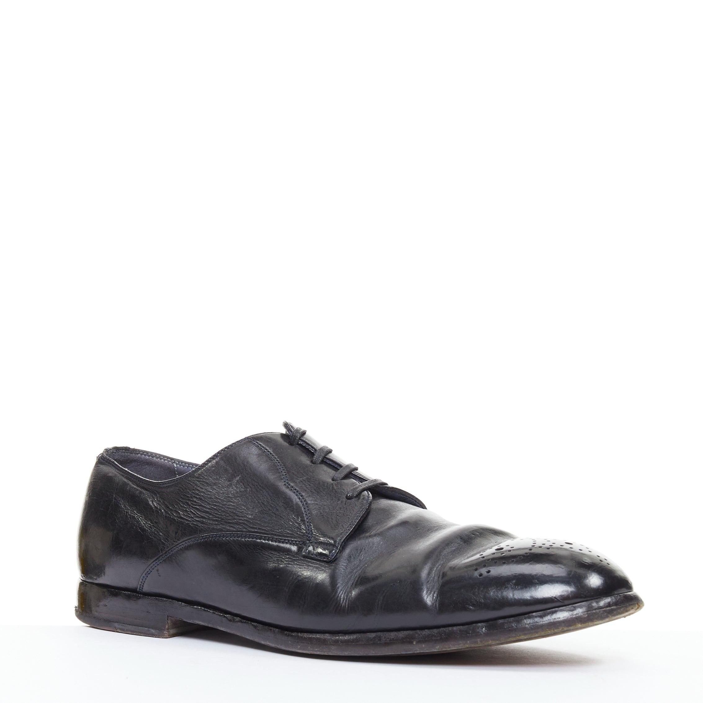 DOLCE GABBANA mocasines brogue de piel dura negra con puntera perforada UK7 EU41 Negro en venta