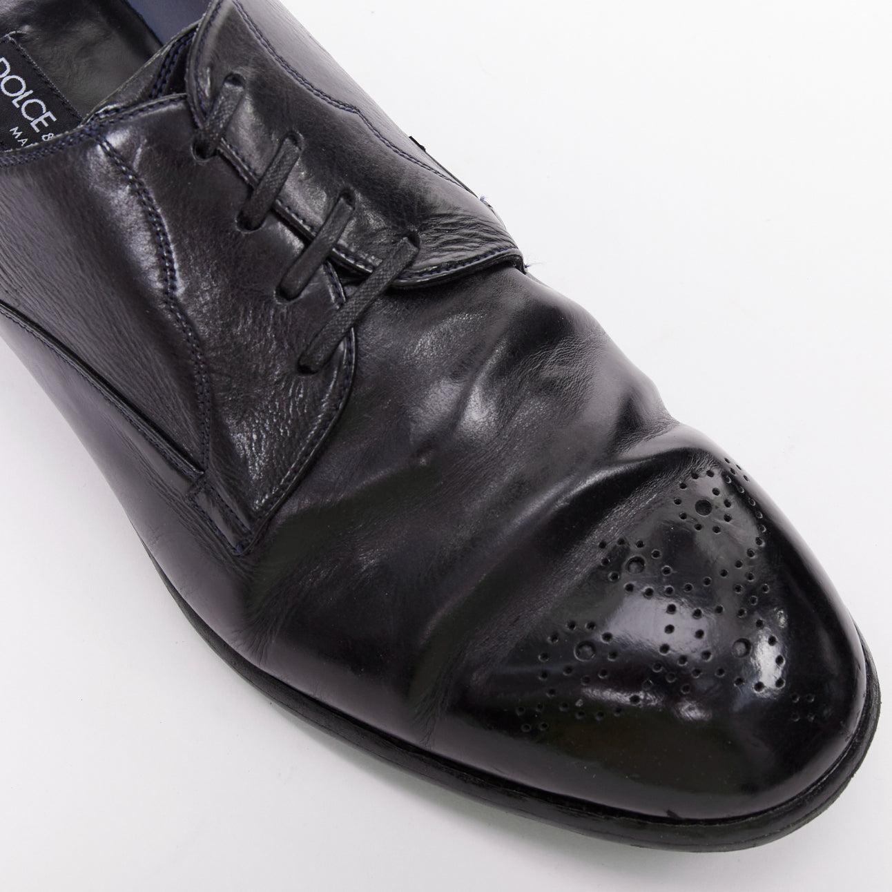 DOLCE GABBANA mocasines brogue de piel dura negra con puntera perforada UK7 EU41 en venta 2