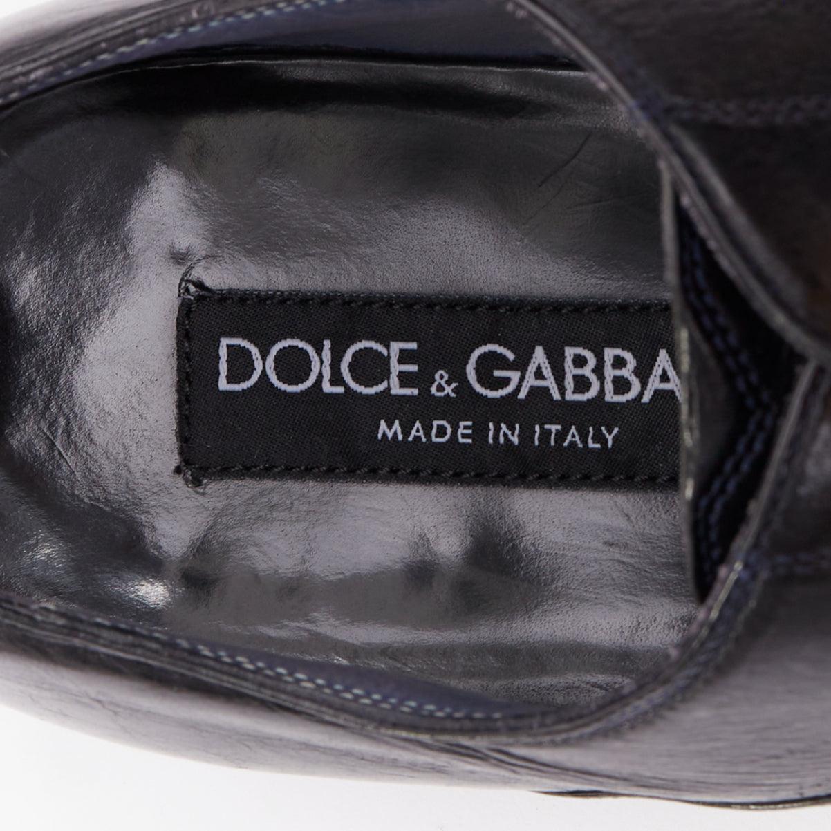 DOLCE GABBANA mocasines brogue de piel dura negra con puntera perforada UK7 EU41 en venta 4