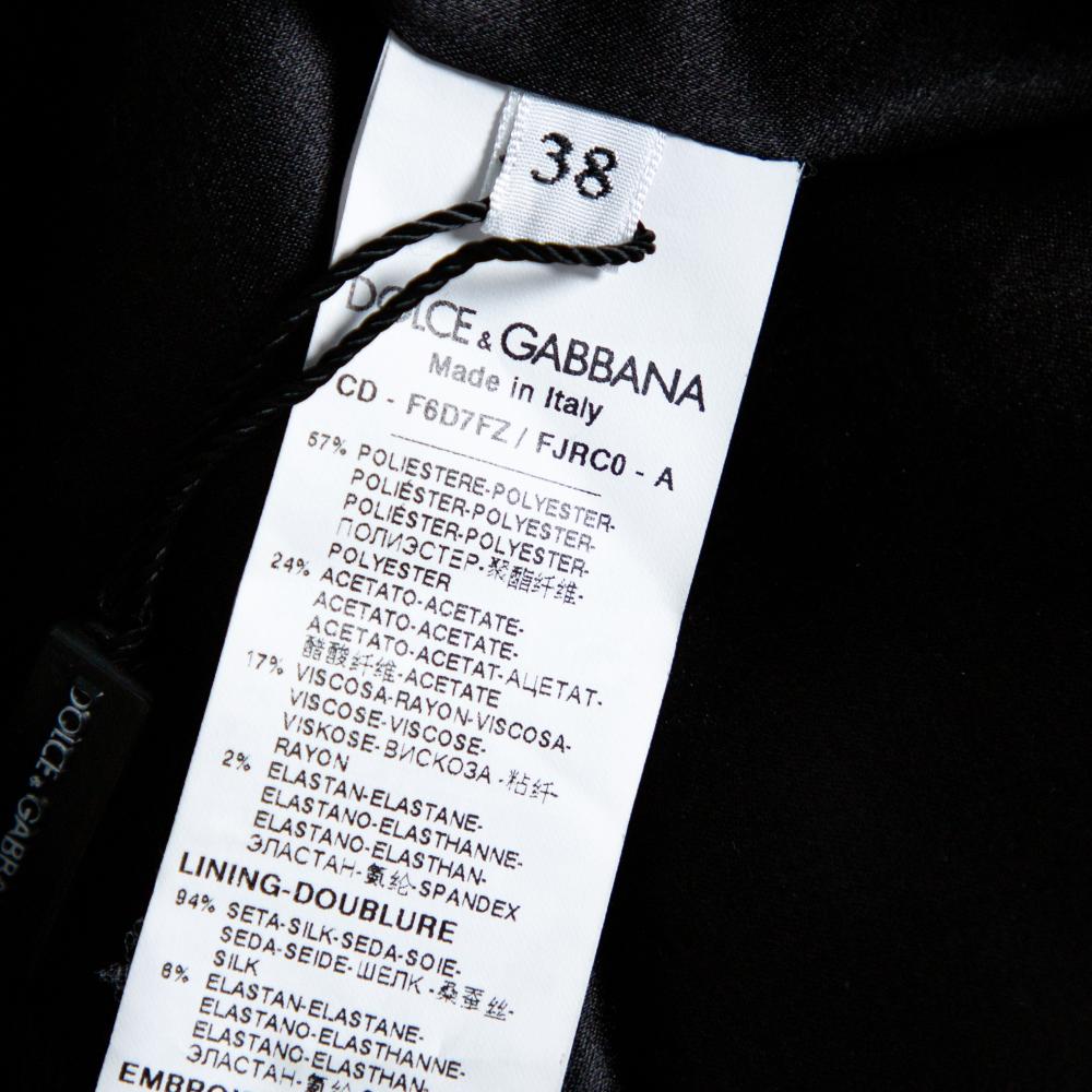Women's Dolce & Gabbana Black Jacquard Contrast Floral Lace Shift Dress S