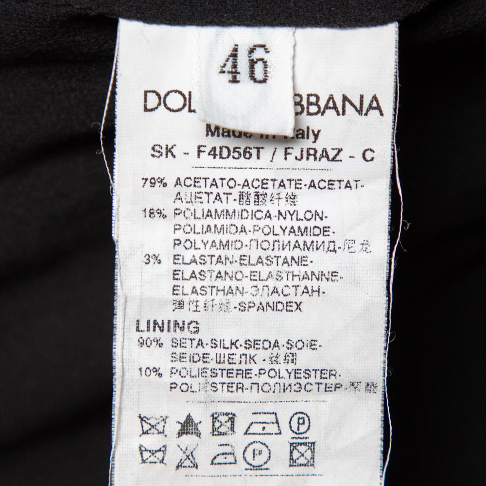 Women's Dolce & Gabbana Black Jacquard Draped Detail Pencil Skirt L For Sale