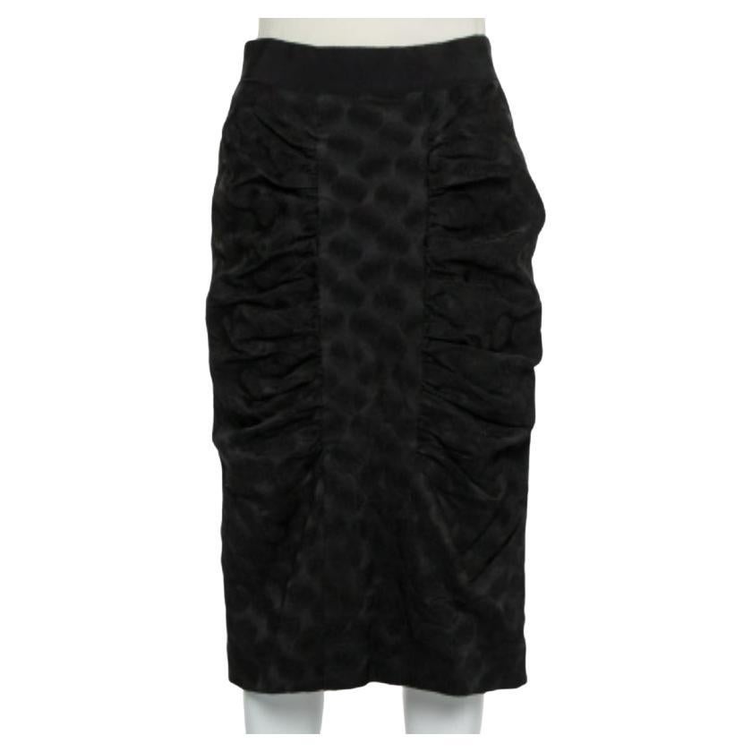 Dolce & Gabbana Black Jacquard Draped Detail Pencil Skirt L For Sale