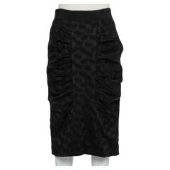 Dolce & Gabbana Black Jacquard Draped Detail Pencil Skirt L