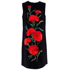 Dolce & Gabbana Black Jacquard Floral Print Sleeveless Dress - Size US 8